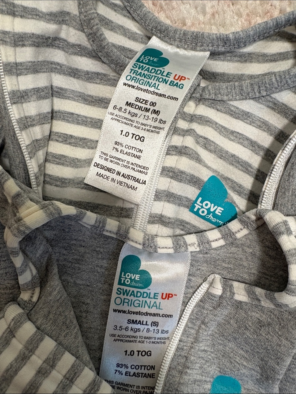 Love to Dream Gray & White Striped Swaddle Pair - Picture 2 of 2